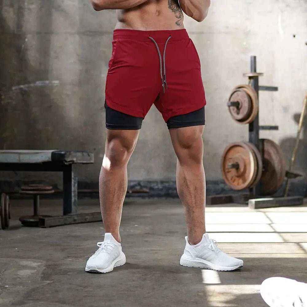 Camo Jogging Workout Shorts for Men - 2-in-1 Design, Quick Dry, Comfortable Fit - Allen-Fitness
