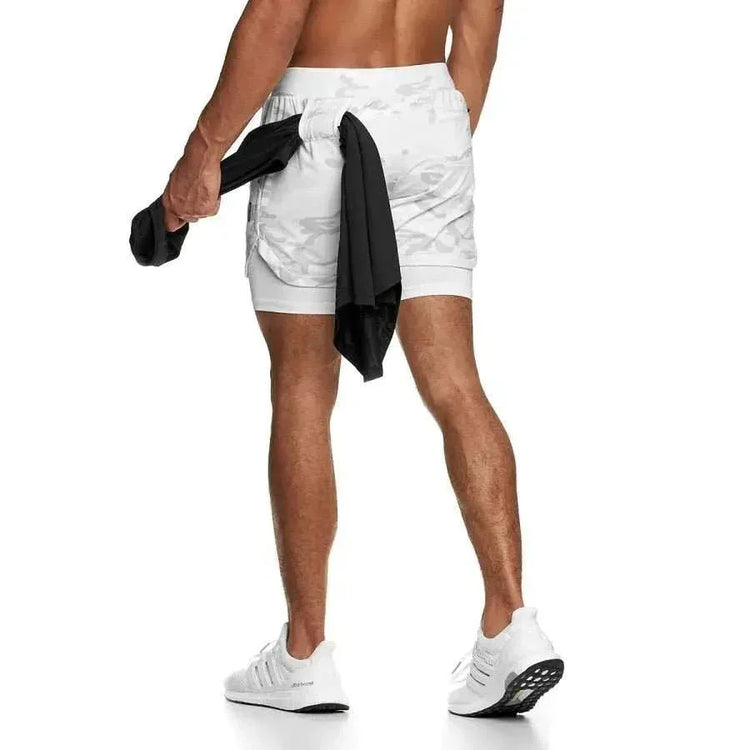 Camo Jogging Workout Shorts for Men - 2-in-1 Design, Quick Dry, Comfortable Fit - Allen-Fitness