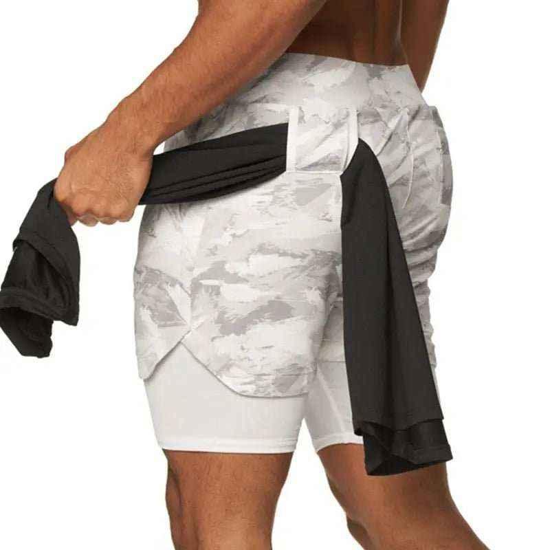 Camo Jogging Workout Shorts for Men - 2-in-1 Design, Quick Dry, Comfortable Fit - Allen-Fitness