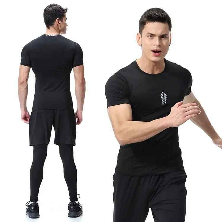 Short Sleeve Sports Tops Seamless Dry Fit Sports Mens Compression Gym Wear Men Gym Tights Gym Fitness Wear - Allen-Fitness