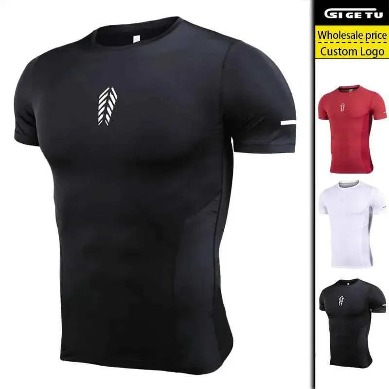 Custom Short Sleeve Sports Tops Seamless Dry Fit Sports Men&