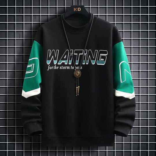 Color Block Print Long Sleeve Crew Neck Sweatshirt