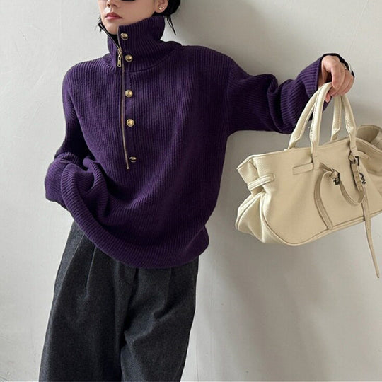 Half zip stand up collar sweater