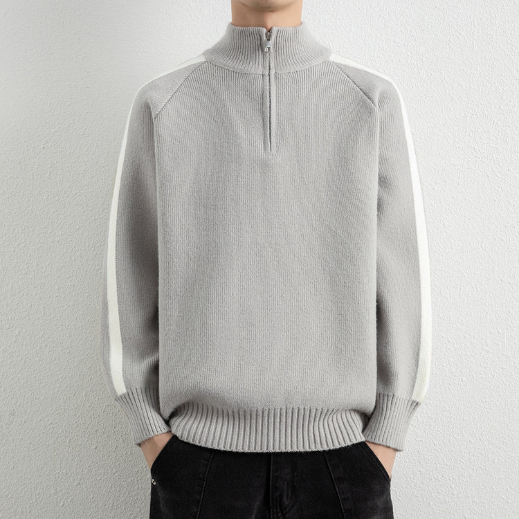 Men's Half Zip Mock Neck Sweater Long Sleeve Thermal Knitwear