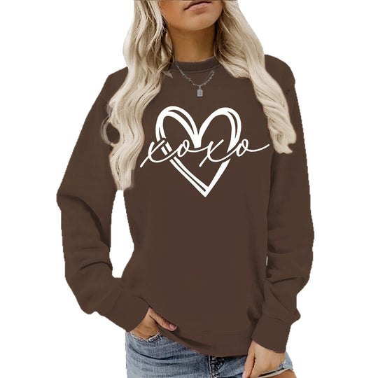 Printed round neck fleece hoodie
