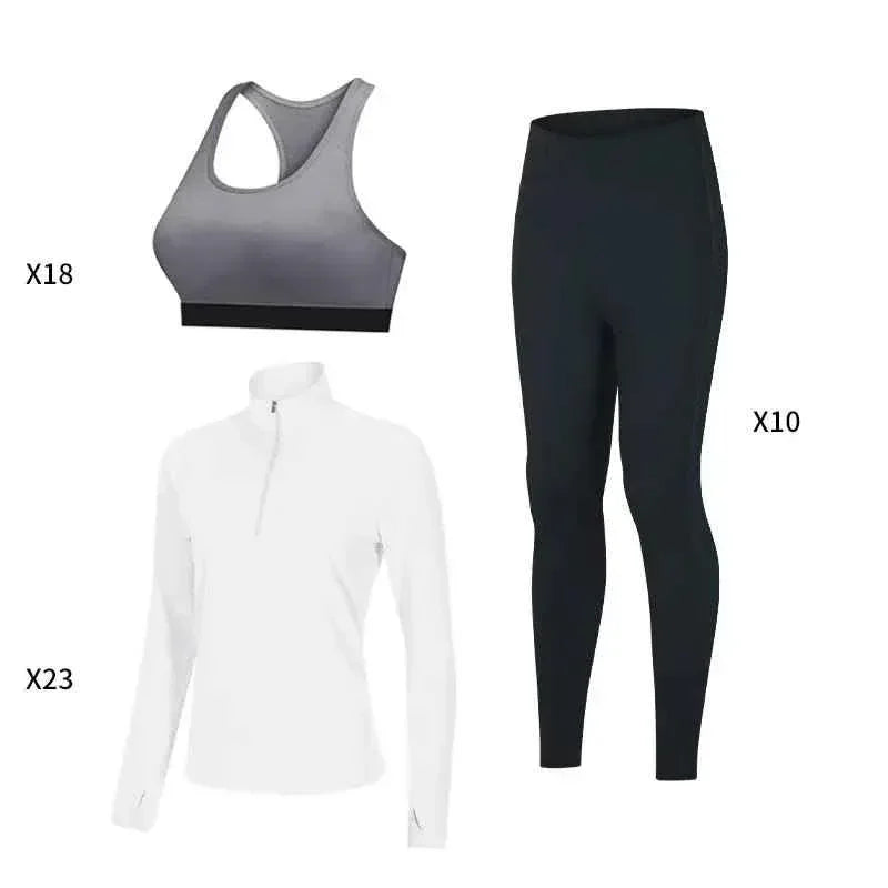 Fitness wear for women gym and workout clothing breathable sport tops yoga Bra and leggings 3 pieces set - Allen-Fitness