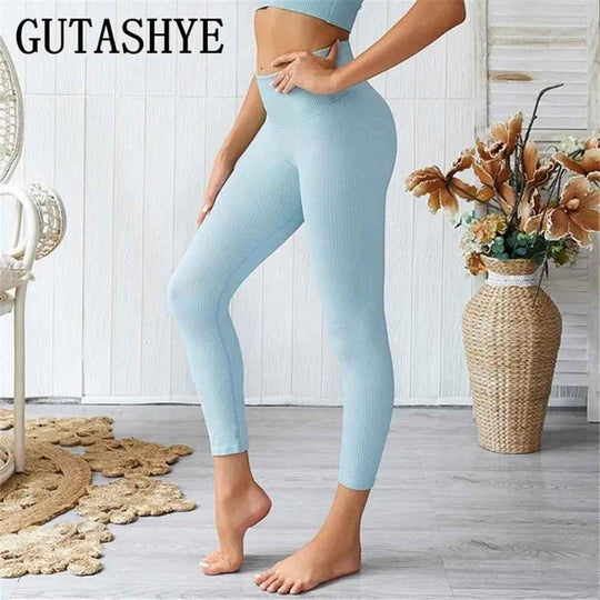 Gutashye Seamless Legging Yoga Pants Sports Clothing Solid High Waist Full Length Workout Leggings. - Allen-Fitness