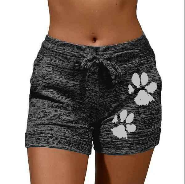 Women Summer Plus Size Shorts Cats Claw Print Drawstring Short Pants Loose Sports Fitness Breathable Shorts - Allen-Fitness