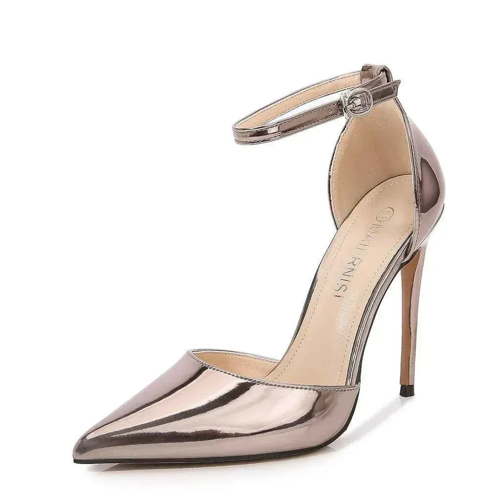 Pointed Toe Office Lady Shoes Elegant Thin Heels Bride Models Show Full Dress Party Show Glitter Shallow Queen Concise Fashion - Allen-Fitness