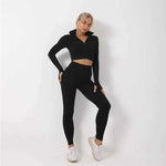 Women Long Sleeve and Pants Leggings Set Fitness Training Wear - Allen-Fitness