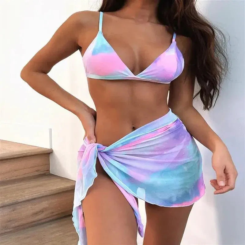 Summer 3 piece women swimsuit triangle micro bikini set swimwear - Allen-Fitness