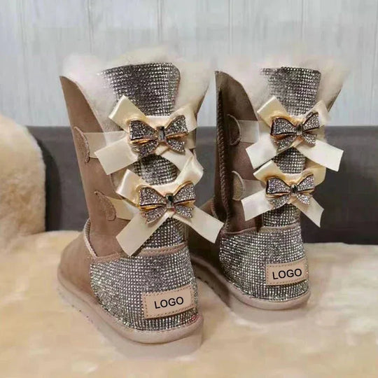 Warm winter boots outside two Bow pretty Women Boots, High Quality Warm snow boots in winter - Allen-Fitness