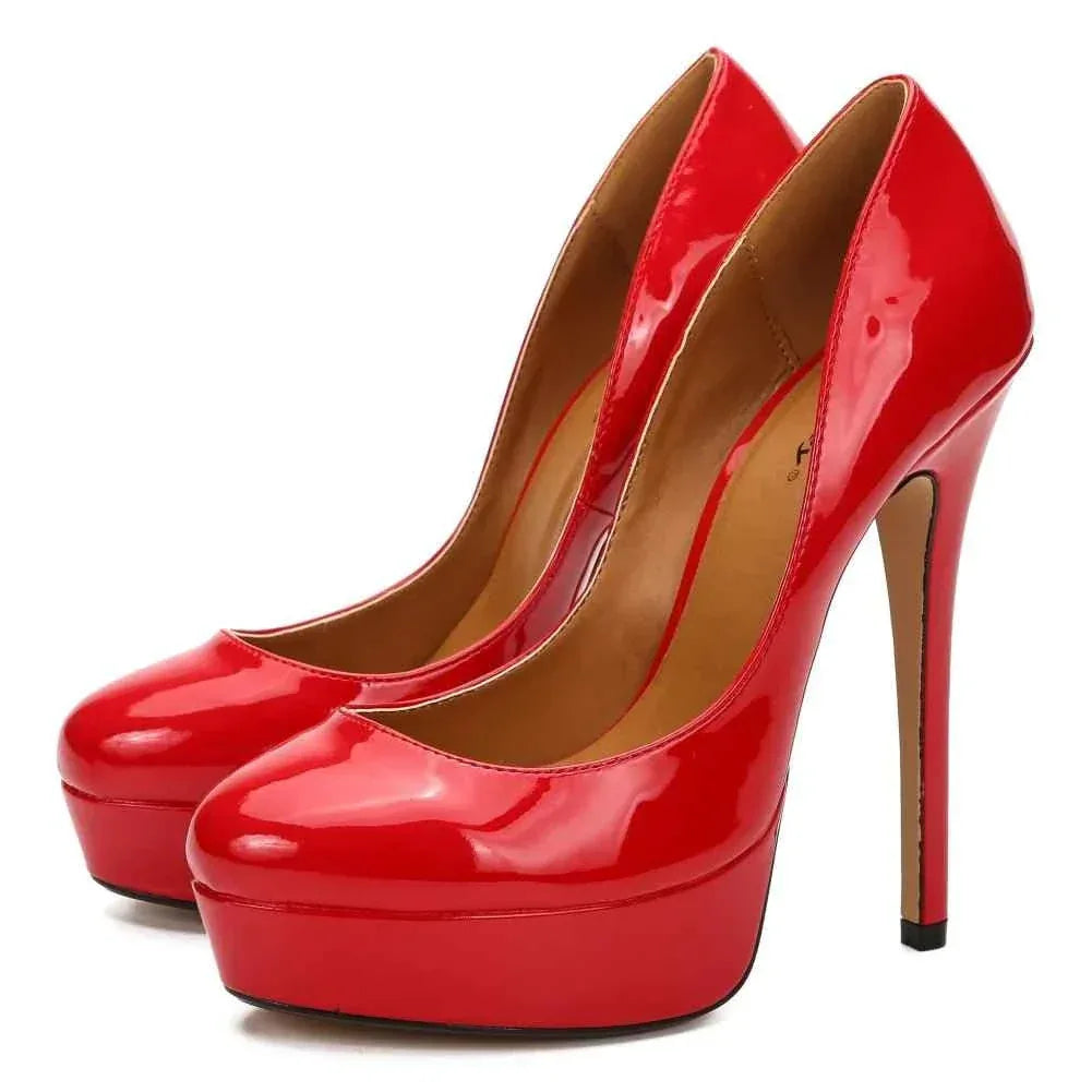 Party Catwalk Pointed Toe 16cm Stripper Thin Heels Pole Dance Shallow Platform Pumps Big Size Nightclub Red Sexy Fetish Shoes - Allen-Fitness