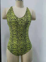 Striped Floral Deep V Beach Bodysuit - Trendy Swimwear for Women - Allen-Fitness