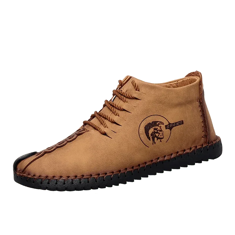 Mens Shoes Walking Flats boots Fashion Lace up High Top Big Size Shoes - Allen-Fitness