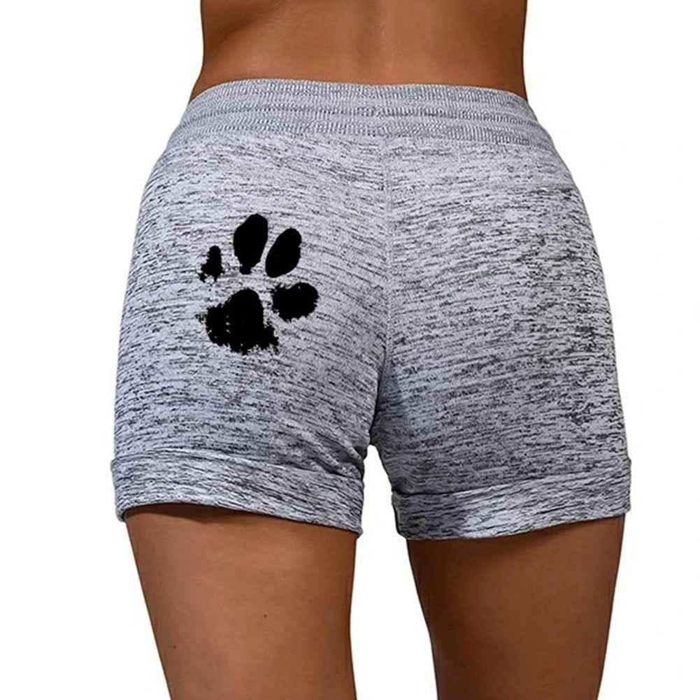 Women Summer Plus Size Shorts Cats Claw Print Drawstring Short Pants Loose Sports Fitness Breathable Shorts - Allen-Fitness