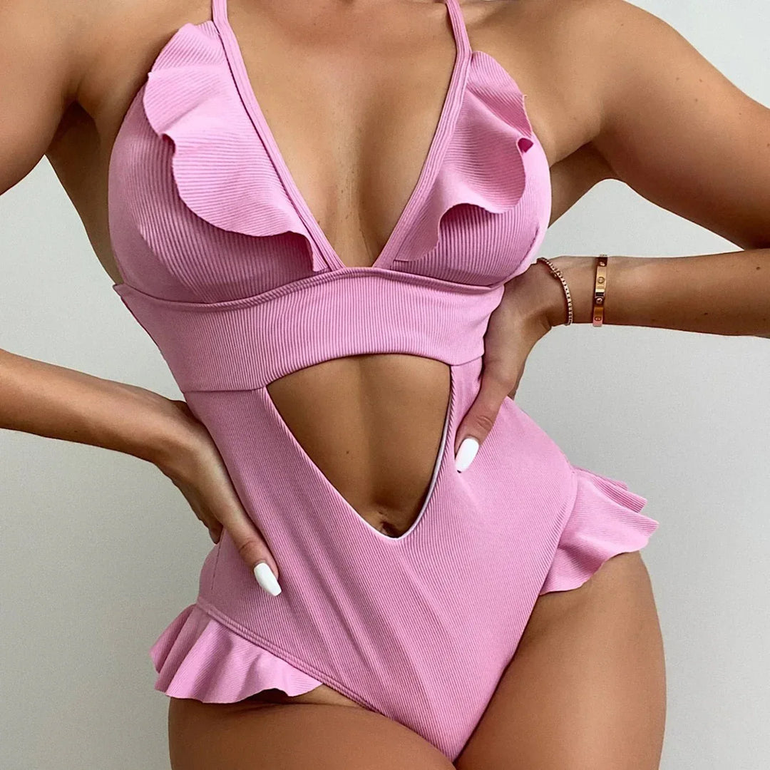 2 Pieces Swimsuit For Women Summer Beach Bikini With Floral Print & Mesh Cover-Up - Allen-Fitness