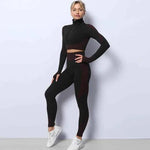 Women Long Sleeve and Pants Leggings Set Fitness Training Wear - Allen-Fitness
