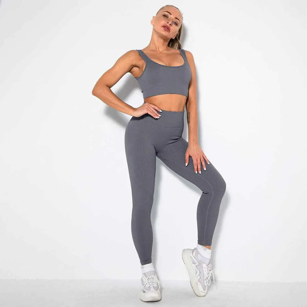 Seamless Sexy 2 Piece Active Wear Set - Women&