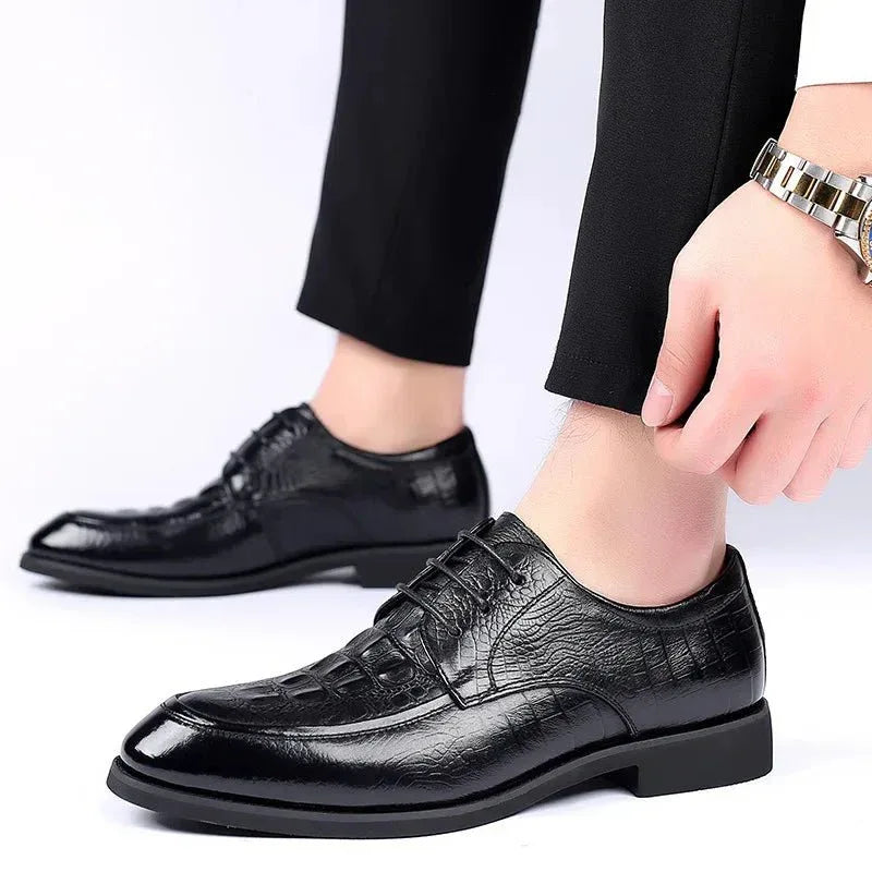 Stylish Genuine Leather Men's Shoes with Alligator & Crocodile Skin - Low MOQ - Allen-Fitness