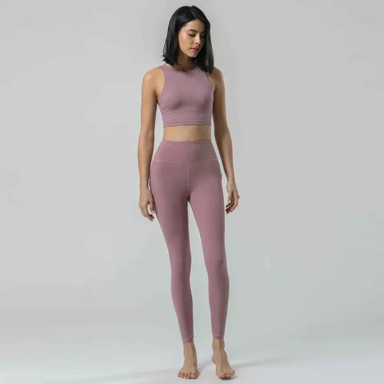 New gym fitness sets High Waist Squat Proof Leggings Active Wear Sport Bra Gym Pants Private Label Fitness Yoga Set - Allen-Fitness