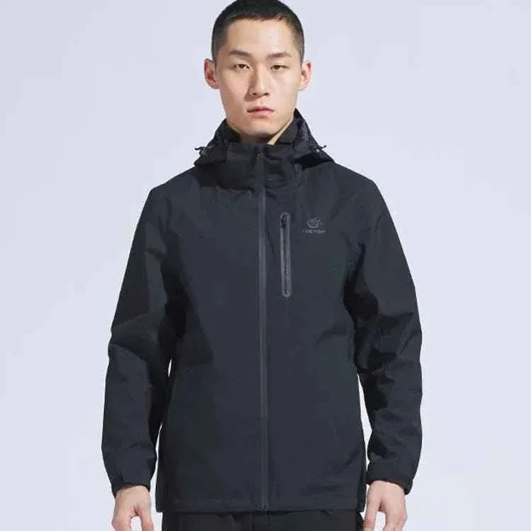 Man Winter Outdoor Waterproof Hiking Jacket - Heat Sealed Camo Print Hoodie Jacket - Allen-Fitness