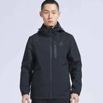 Man Winter Outdoor Waterproof Hiking Jacket - Heat Sealed Camo Print Hoodie Jacket - Allen-Fitness