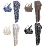 Yoga Fitness Sport Bra And Yoga Pants Set Snake Skin Gold Printing Women Active Bra Leggings Set 2 pcs Fitness Yoga Set - Allen-Fitness