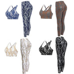 Fitness Sport Bra and Yoga Pants Set Snake Skin Gold Printing - Allen-Fitness