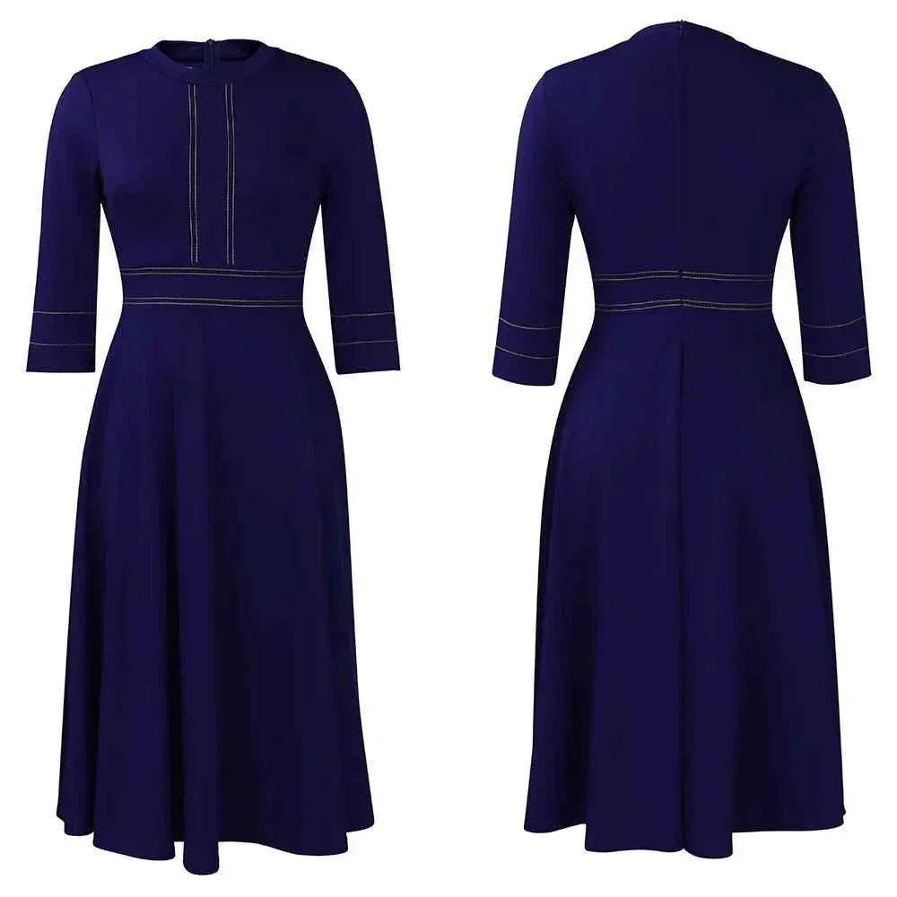 Latest Design Elegent Fall Dress Stand Neck 3 Quarter Sleeve A-line Party Dresses Women African Dresses For Women Clothing - Allen-Fitness