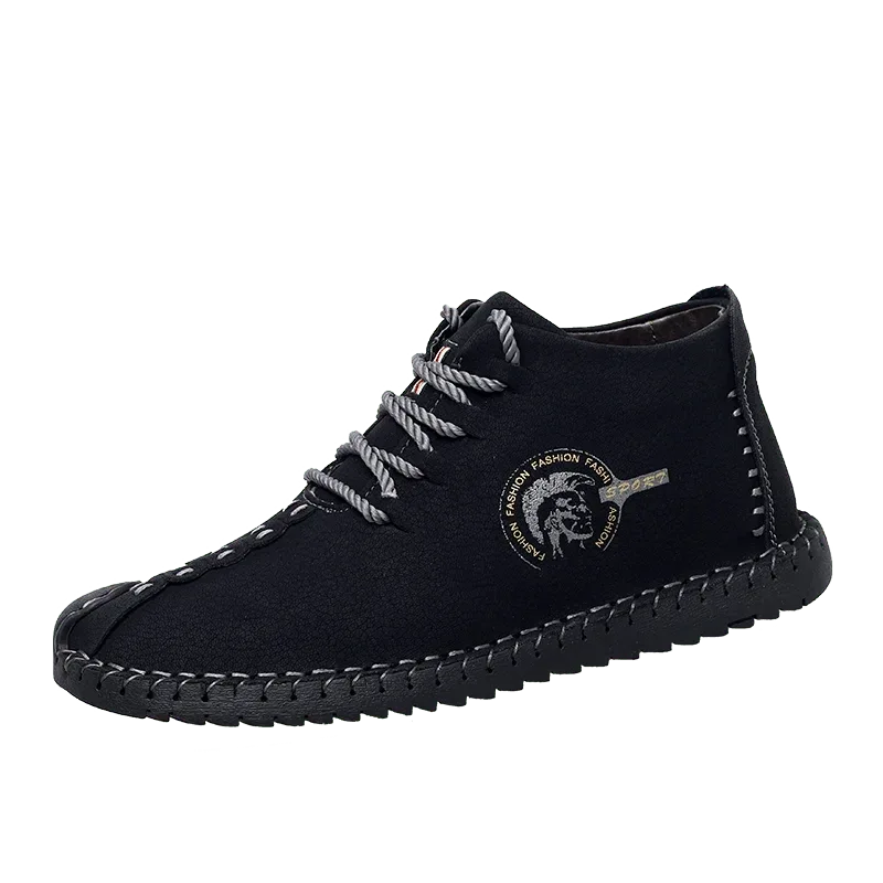 Mens Shoes Walking Flats boots Fashion Lace up High Top Big Size Shoes - Allen-Fitness