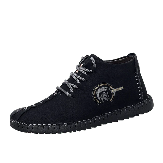 Mens Shoes Walking Flats boots Fashion Lace up High Top Big Size Shoes - Allen-Fitness