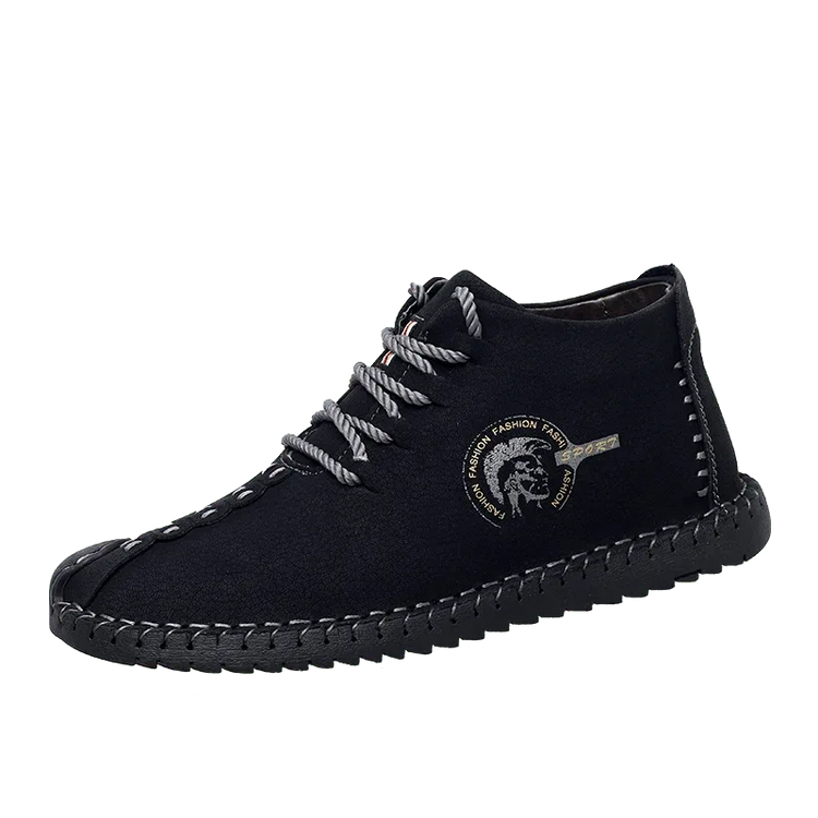 Mens Shoes Walking Flats boots Fashion Lace up High Top Big Size Shoes - Allen-Fitness