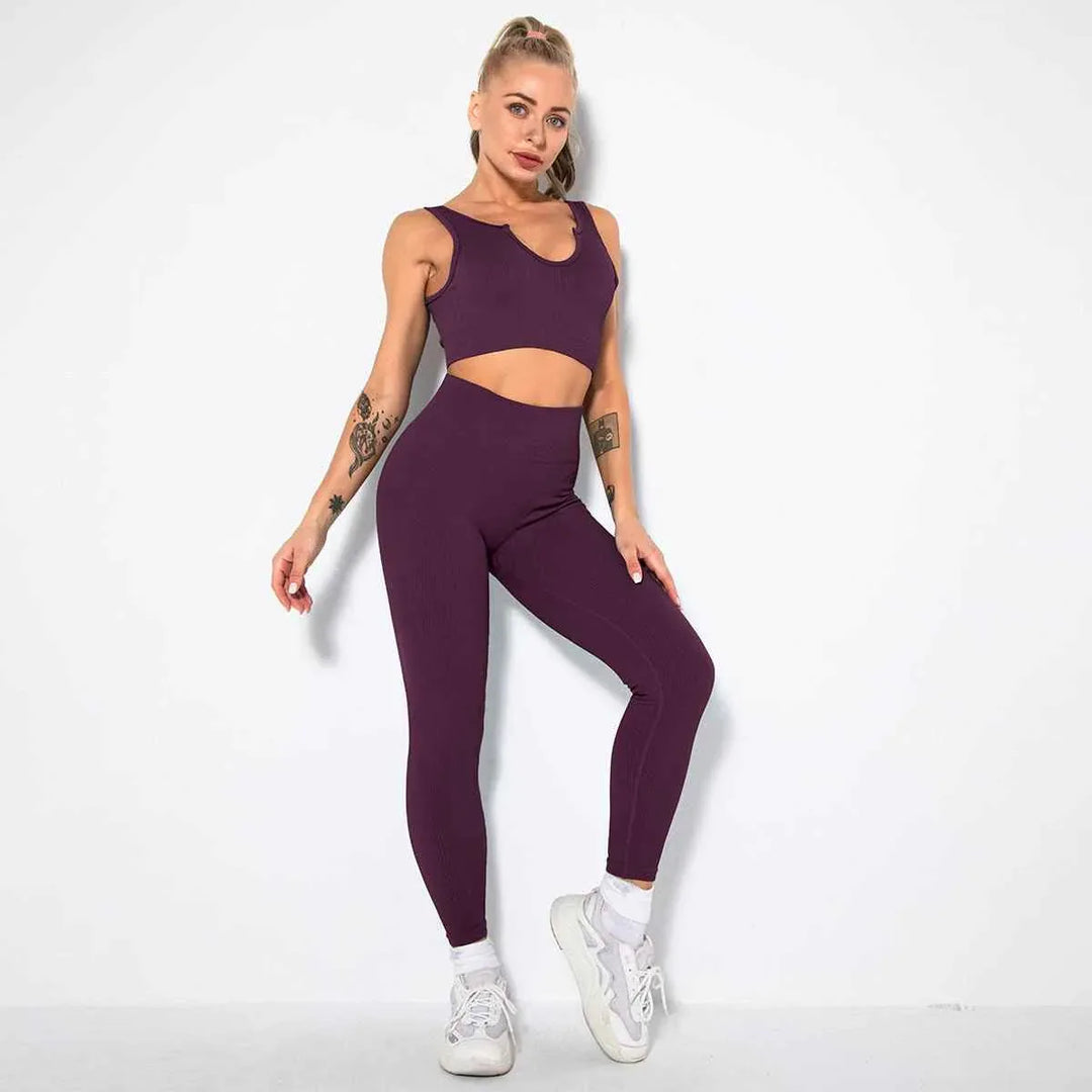 Seamless Sexy 2 Piece Active Wear Set - Women&