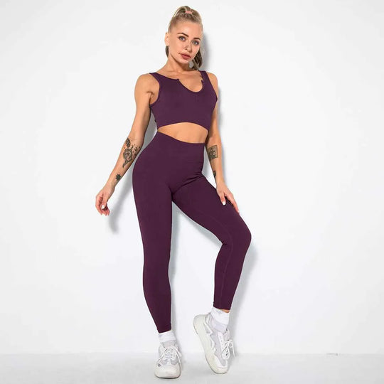 Seamless Sexy 2 Piece Active Wear Set - Women&