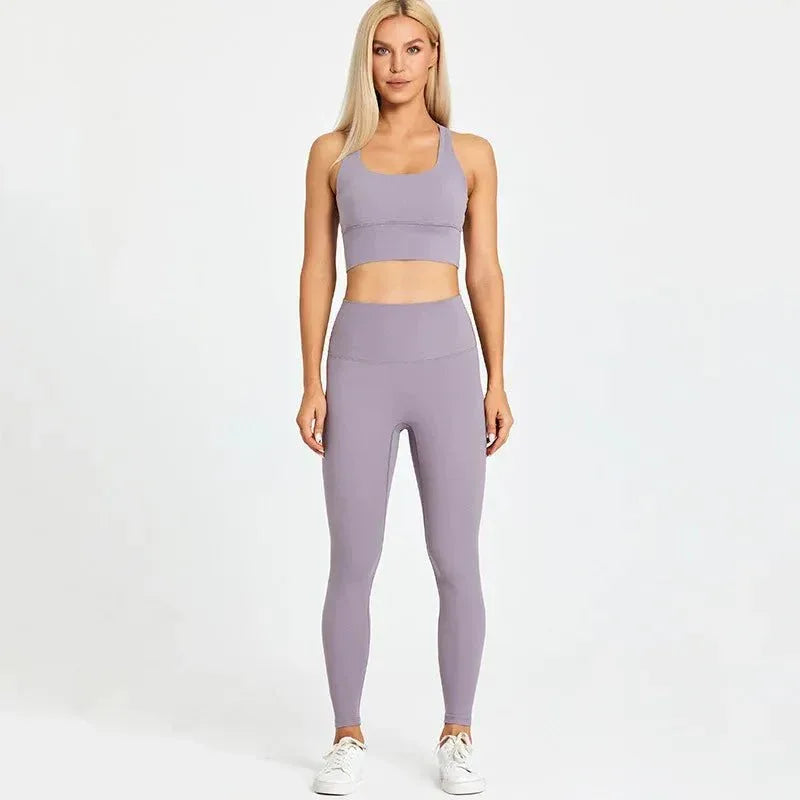 Women Training Gym Sports Bra Leggings 2 Piece Fitness Clothing Wear Yoga Sets - Allen-Fitness