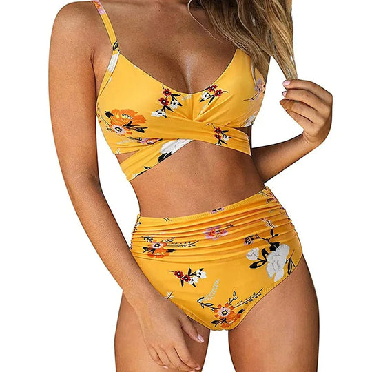 Summer Sexy High Waist 2 Piece Swimsuit for Women - Flattering Design, Quick-Drying Fabric - Allen-Fitness