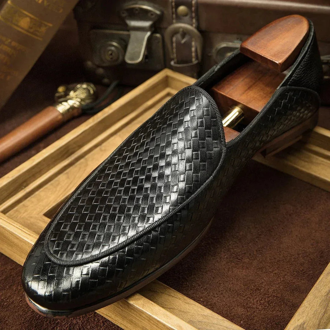 Luxury Genuine Leather Black Slip-On Loafers Shoes for Men - Allen-Fitness