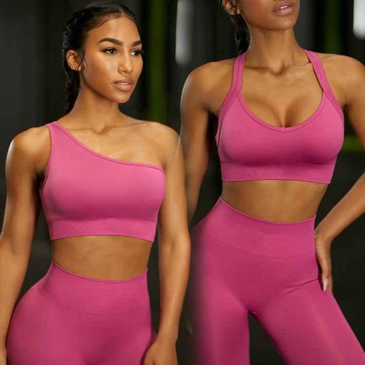 Women's sports two piece yoga suit fitness yoga set crop top and leggings gym training workout - Allen-Fitness