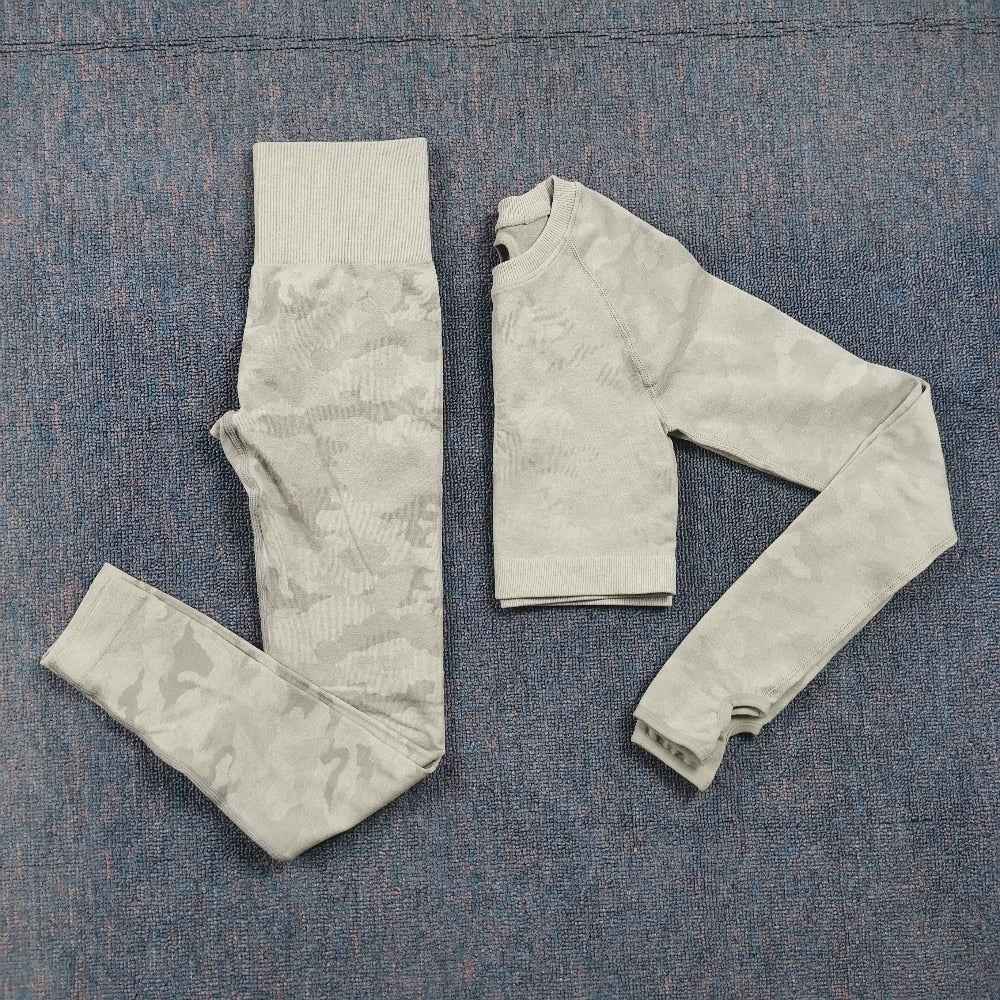 3PCS Camouflage Yoga Set for Women Seamless Fitness Yoga Bra Sports Bra High Waist GYM Camo leggings Pants Fitness Suits