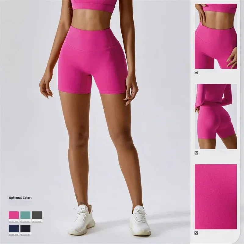 Women Popular New Design Long Sleeve Shirt Short Legging Bra Sports Gym Set Yoga Wear Set Fitness Set - Allen-Fitness