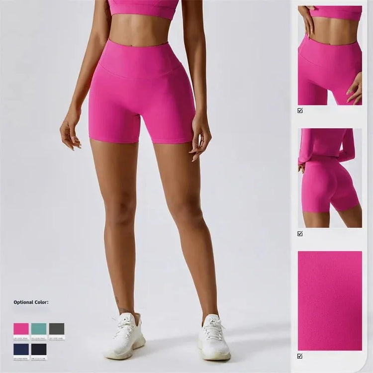 Women Popular New Design Long Sleeve Shirt Short Legging Bra Sports Gym Set Yoga Wear Set Fitness Set - Allen-Fitness