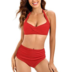 Bikini Set Ruched Swimwear Women Print Swimsuit Push Up High Waist Bikinis Plus Size Bathing Suit - Allen-Fitness