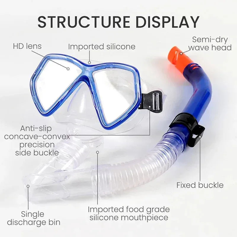 Kids Dive Set: Swimming Goggles, Dive Mask & Snorkel Tube Kit - Allen-Fitness