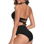 Women's Two Piece Swimsuits Athletic Halter Sporty Swimming Swimwear Triangle Sexy Bathing SuitsHigh Waist Bikini - Allen-Fitness