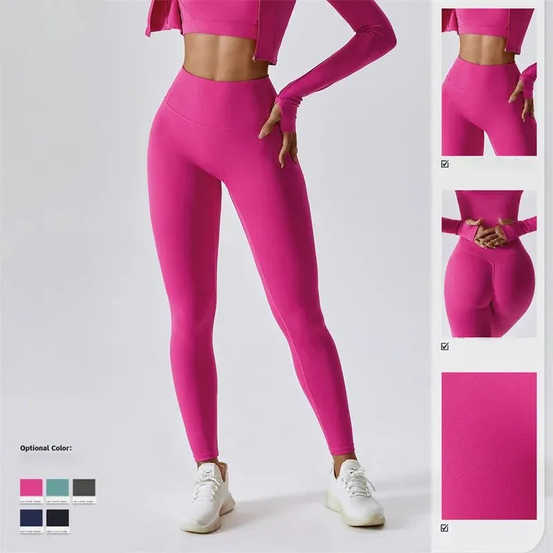 Women Popular New Design Long Sleeve Shirt Short Legging Bra Sports Gym Set Yoga Wear Set Fitness Set - Allen-Fitness