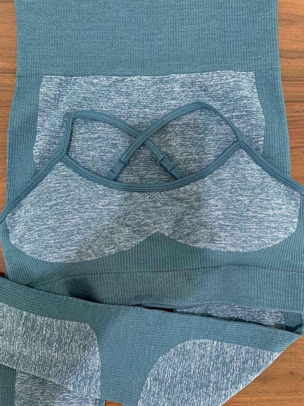 Women's Compression Yoga Leggings and Sports Bra Set - Allen-Fitness