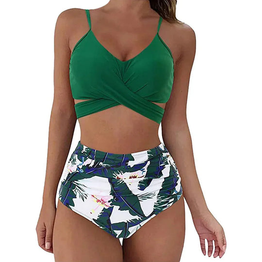 Summer Sexy High Waist 2 Piece Swimsuit for Women - Flattering Design, Quick-Drying Fabric - Allen-Fitness