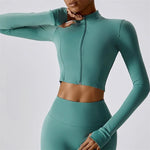 Women Popular New Design Long Sleeve Shirt Short Legging Bra Sports Gym Set Yoga Wear Set Fitness Set - Allen-Fitness