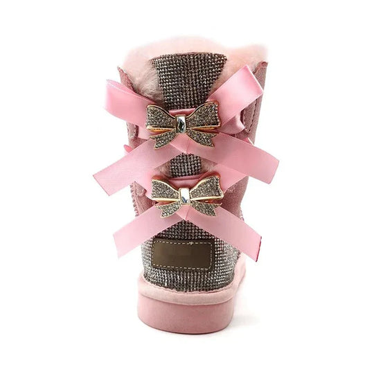 stylish winter boots for women in stock Sparkle with bow with jewel winter boots - Allen-Fitness